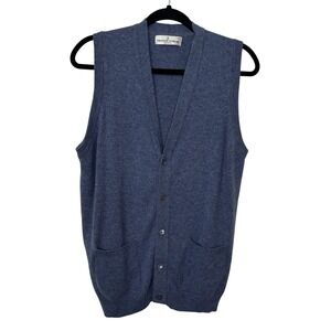 Vintage House of Bruar Sweater‎ Vest Mens S Blue Lambswool Knit Academia
